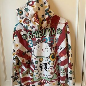 Colorful Graphic Hoodie with Cat Design